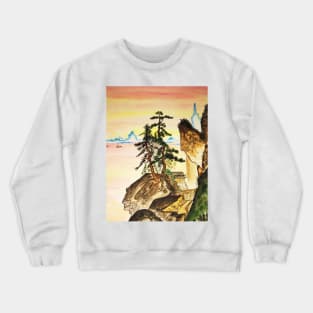 Brown rocks wit pine trees Crewneck Sweatshirt